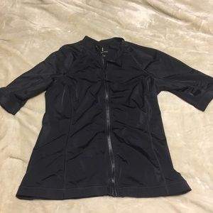 Lands end black short sleeve zip up